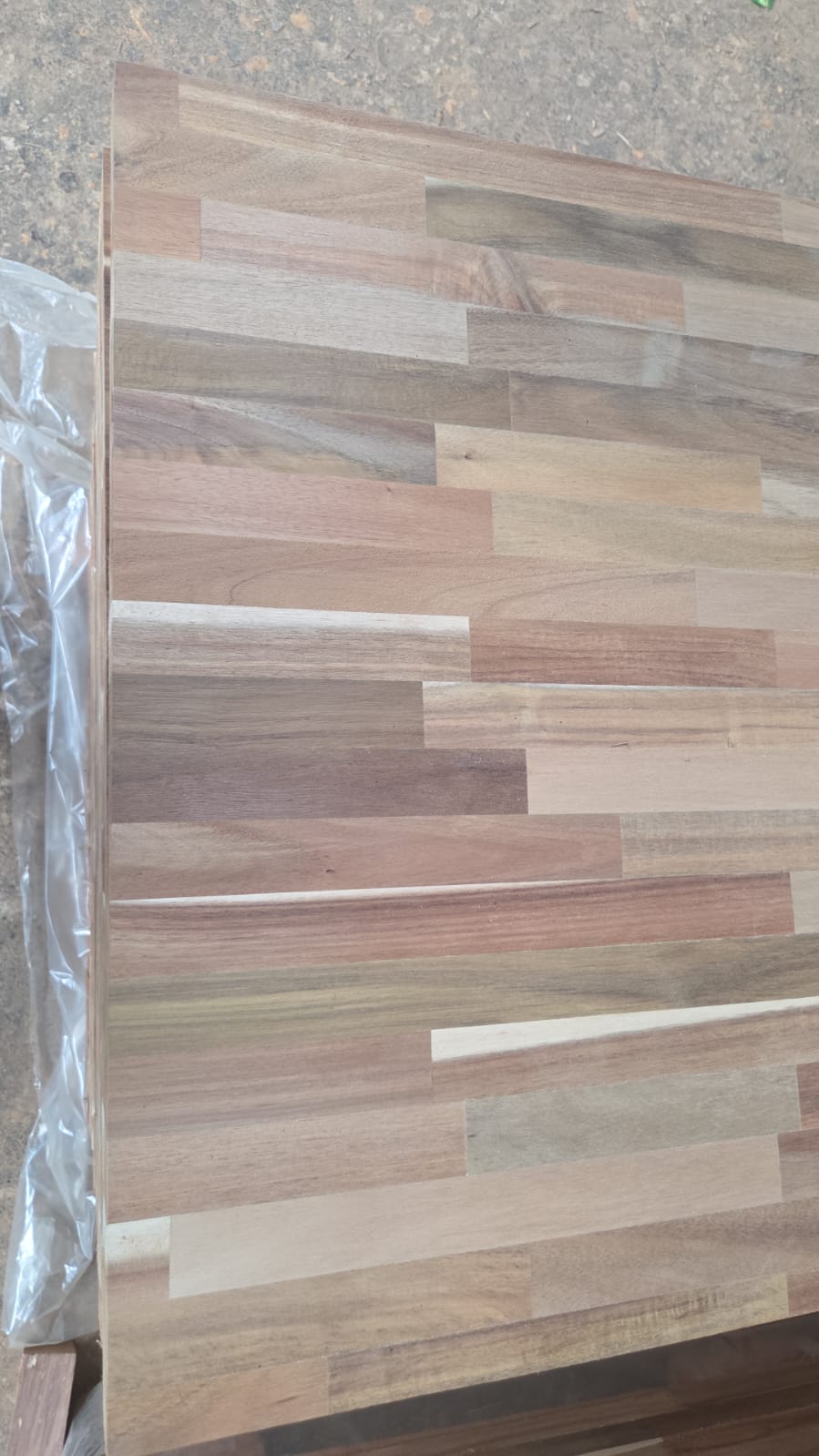 Acacia butcher block showing natural color and grain variation